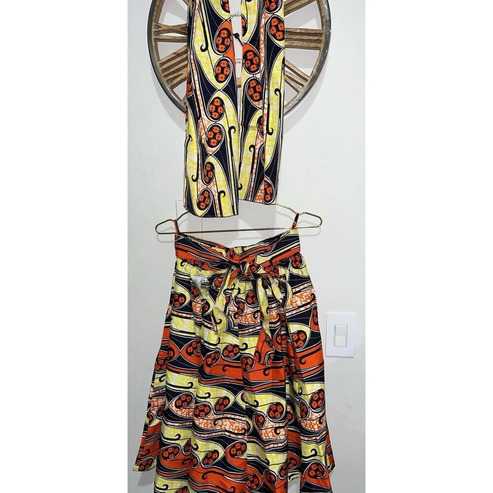 NWT LADDI One Size African Inspired Elastic Waist Skirt With Matching Scarf (3)